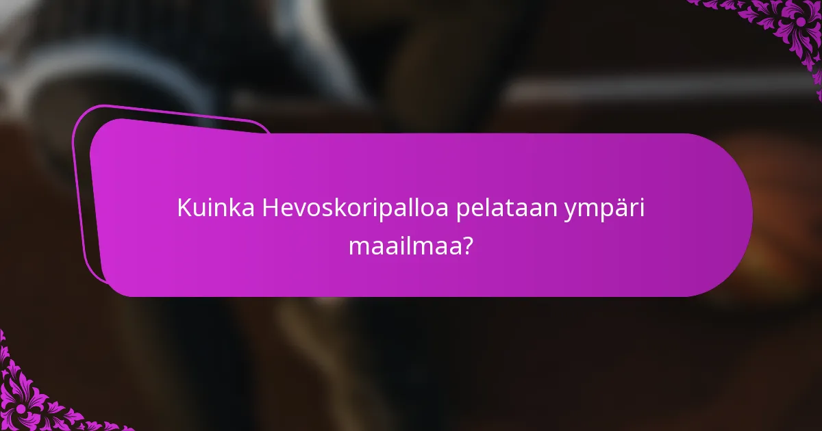 Kuinka Hevoskoripalloa pelataan ympäri maailmaa?