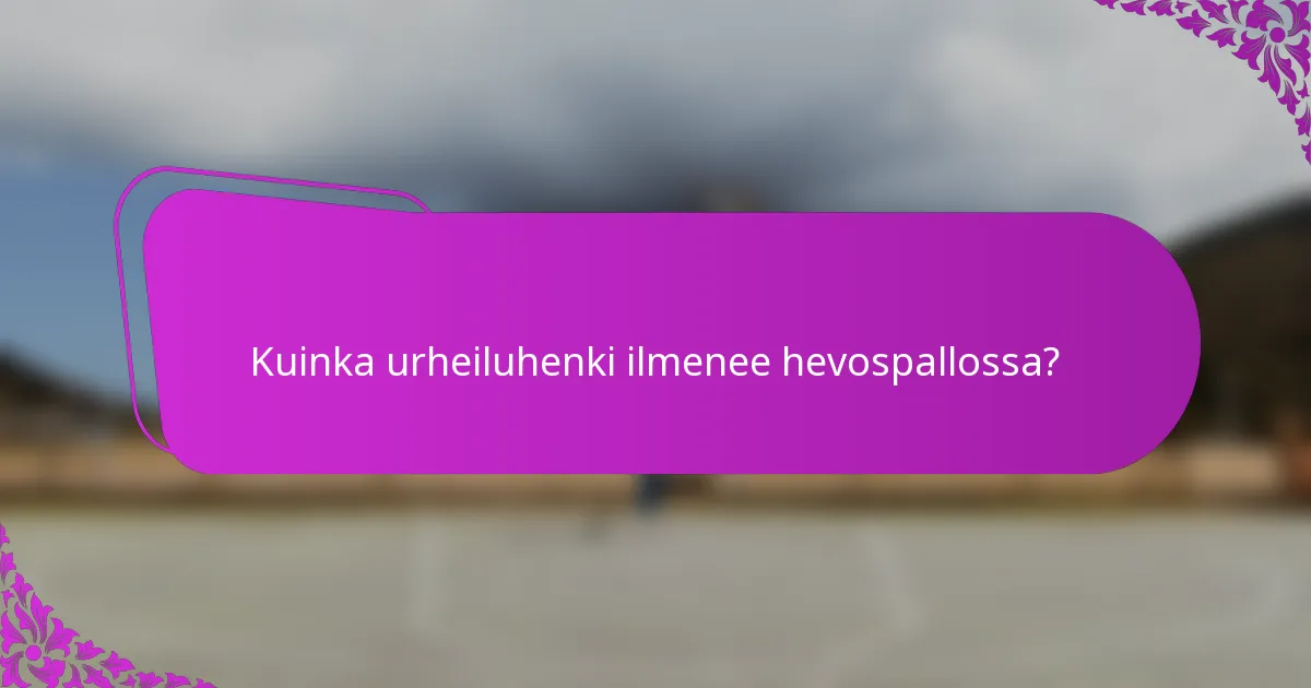 Kuinka urheiluhenki ilmenee hevospallossa?