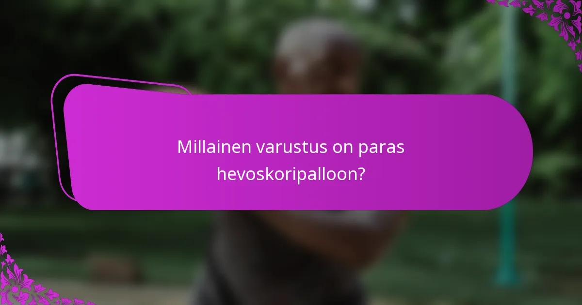 Millainen varustus on paras hevoskoripalloon?