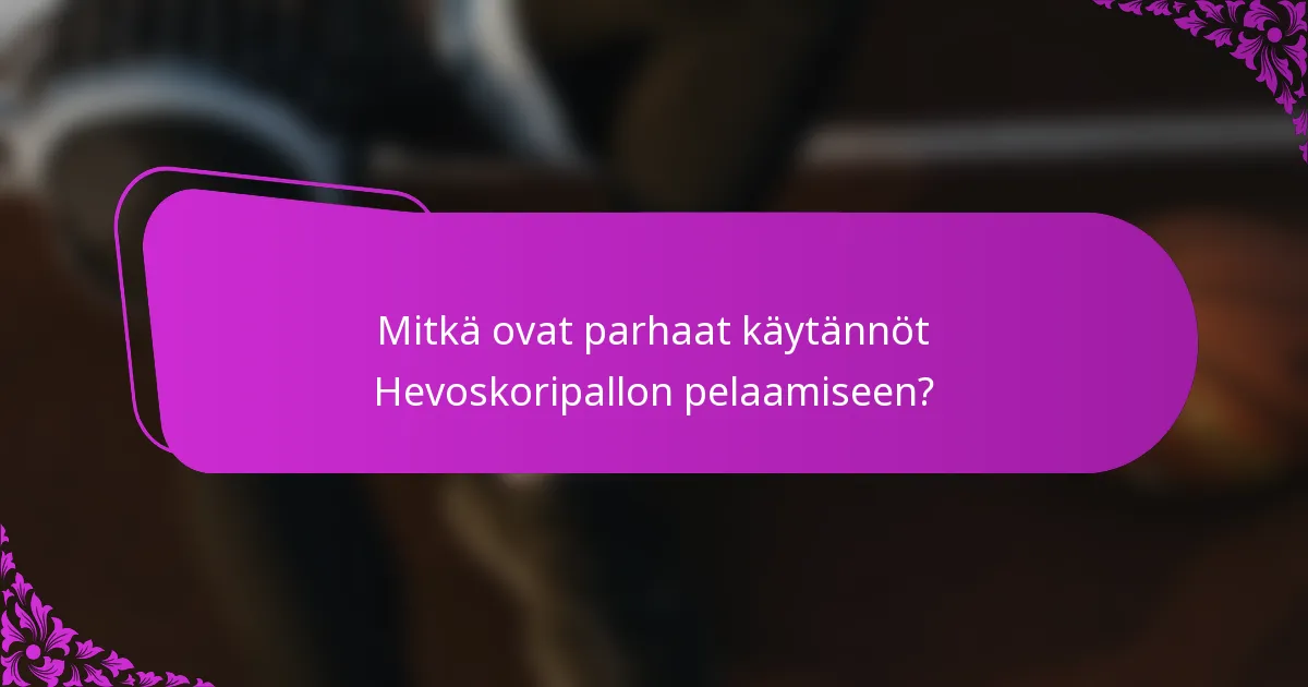 Mitkä ovat parhaat käytännöt Hevoskoripallon pelaamiseen?