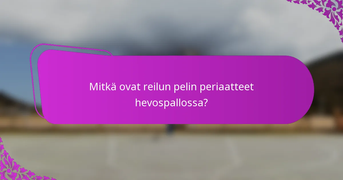 Mitkä ovat reilun pelin periaatteet hevospallossa?