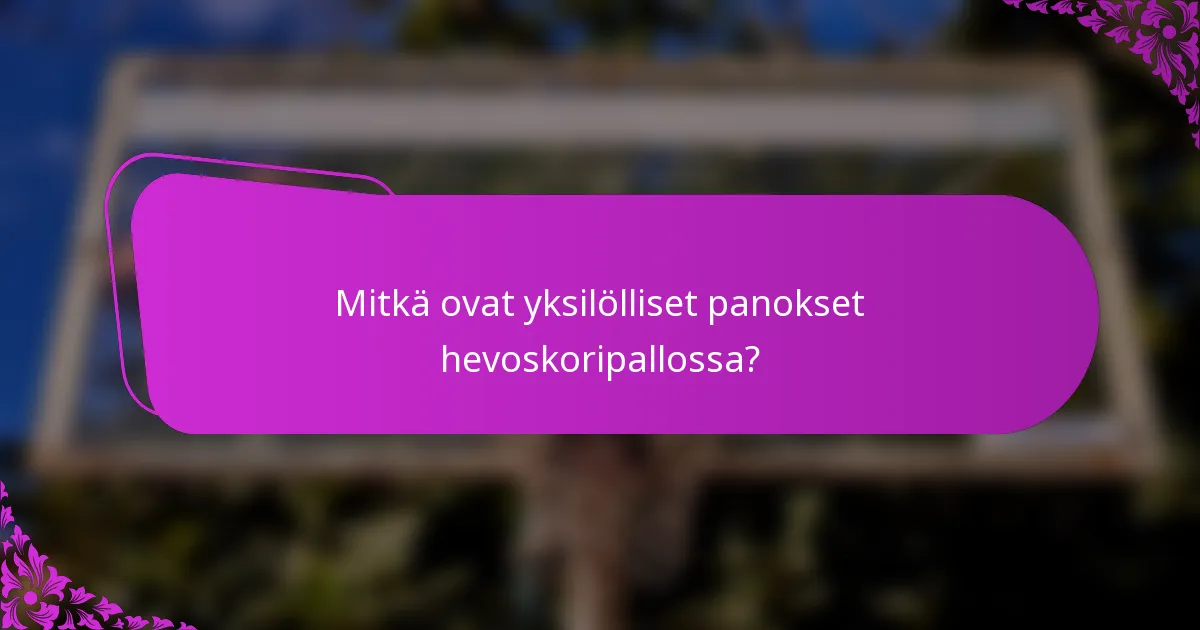 Mitkä ovat yksilölliset panokset hevoskoripallossa?