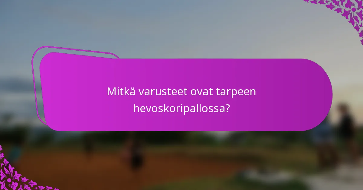 Mitkä varusteet ovat tarpeen hevoskoripallossa?